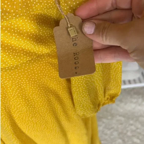 Le Lis Women’s Size M Yellow Polka Dot Lace Up Waist Lined A Line Dress #0481 - Picture 8 of 14